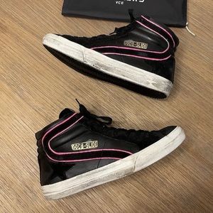 GGDB high top slides black and pink